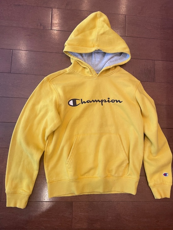 Champion Other - Champion Yellow Pullover Hoodie with Script Logo
